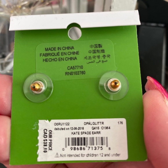 kate spade opal glitter round stud earrings - Picture 5 of 9